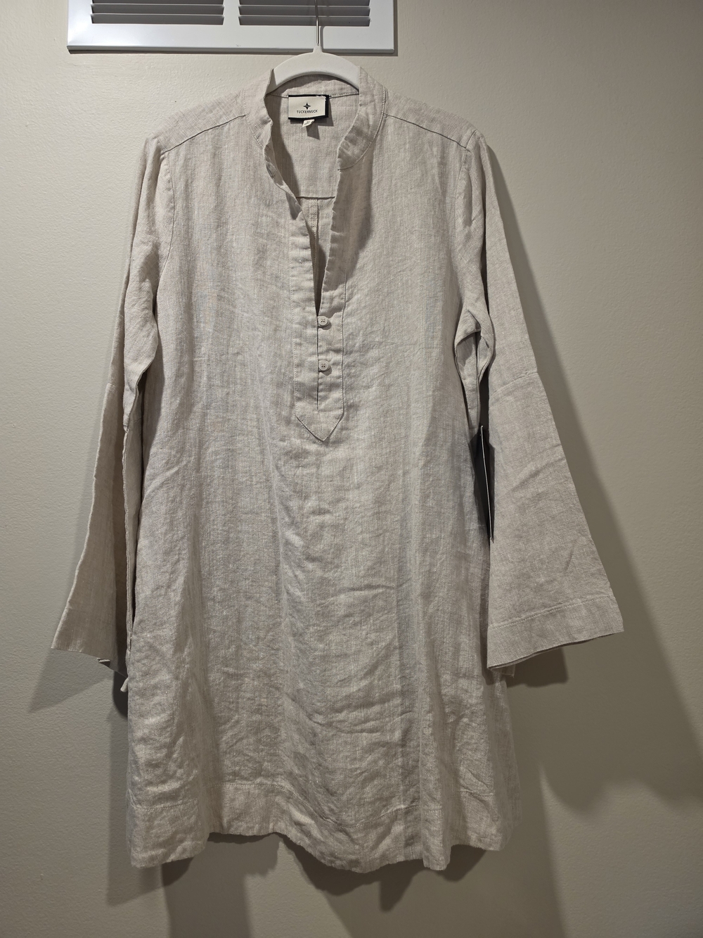 Tuckernuck Tatum Natural Linen Shift Dress Tan Neutral Size M